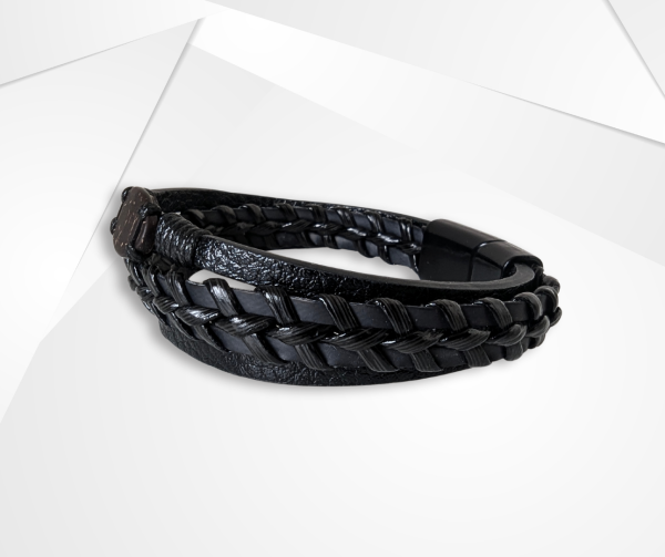 NFC Coconut Shell & Synthetic Leather Bracelet – UV-Plated Edition - Image 2