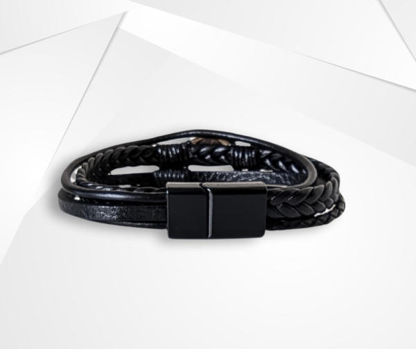 NFC Coconut Shell & PU Leather Bracelet – Multi-Strand Alloy Edition - Image 3