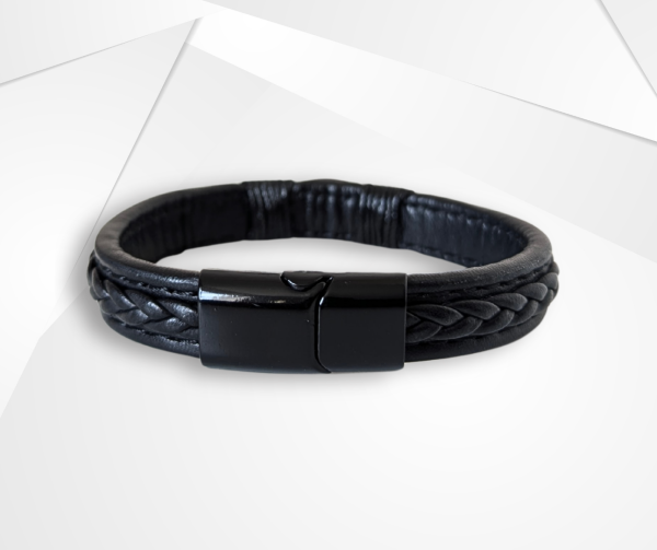 NFC Coconut Shell & PU Leather Bracelet – Classic Alloy Edition - Image 2