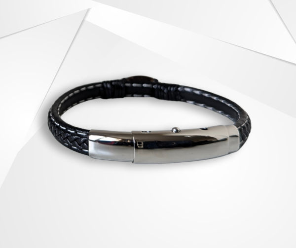 NFC Coconut Shell & Genuine Leather Bracelet – Stainless Adjustable Edition - Image 3