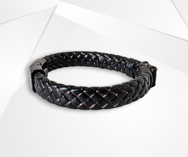 NFC Coconut Shell & Cowhide Leather Bracelet – Alloy Edition - Image 2