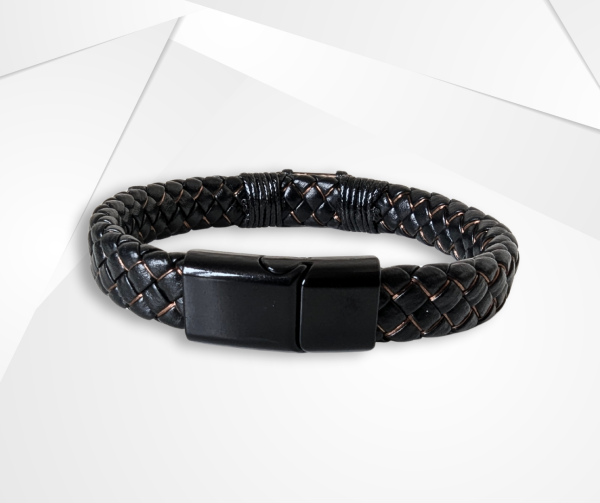 NFC Coconut Shell & Cowhide Leather Bracelet – Alloy Edition - Image 3