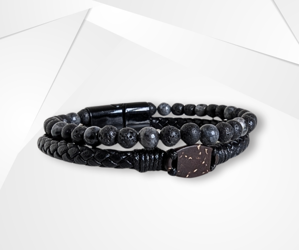 NFC Coconut Shell, Leather & Tiger Eye Bead Bracelet – Alloy Edition
