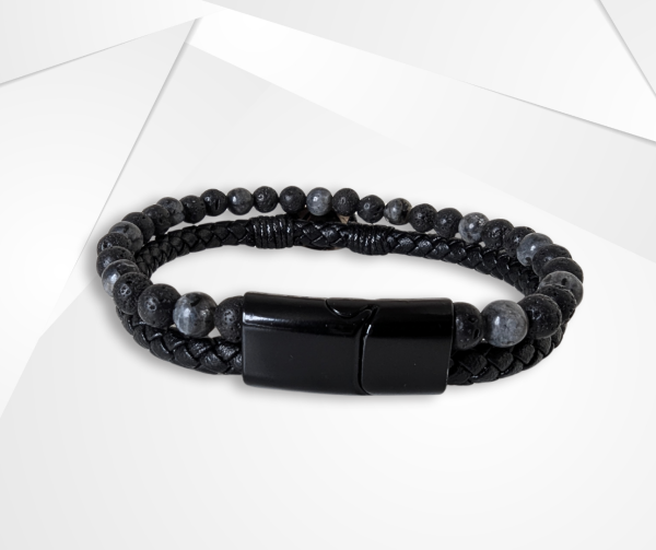 NFC Coconut Shell, Leather & Tiger Eye Bead Bracelet – Alloy Edition - Image 3