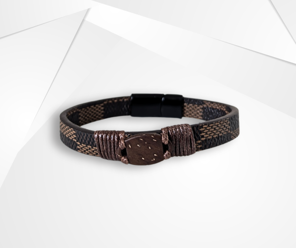 NFC Coconut Shell & PU Leather Bracelet – Titanium Steel Edition