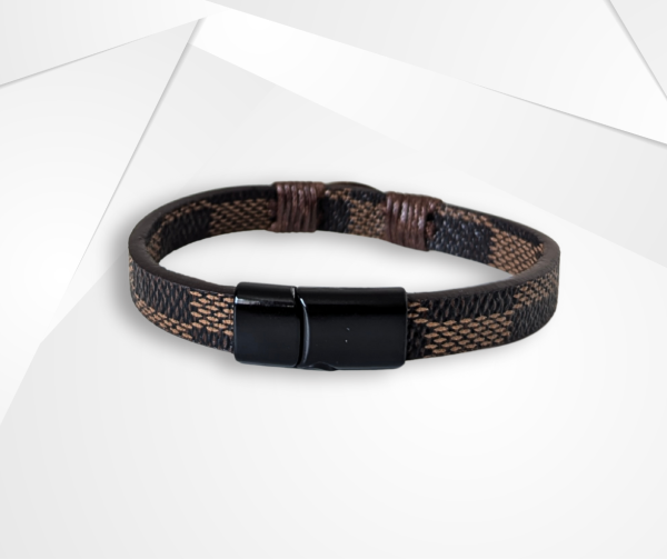 NFC Coconut Shell & PU Leather Bracelet – Titanium Steel Edition - Image 3
