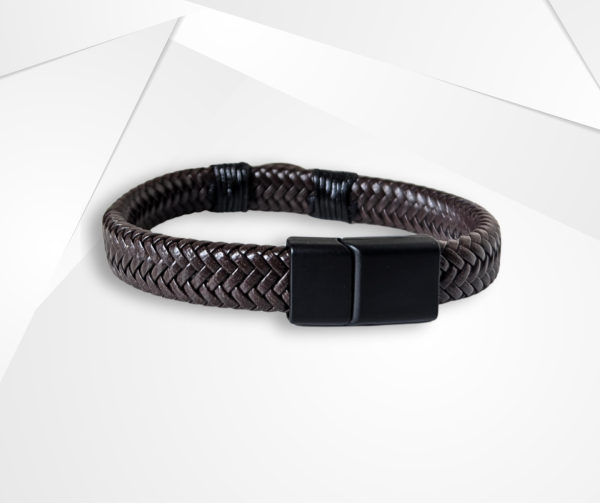 NFC Coconut Shell & Cowhide Leather Bracelet – Alloy Edition - Image 3