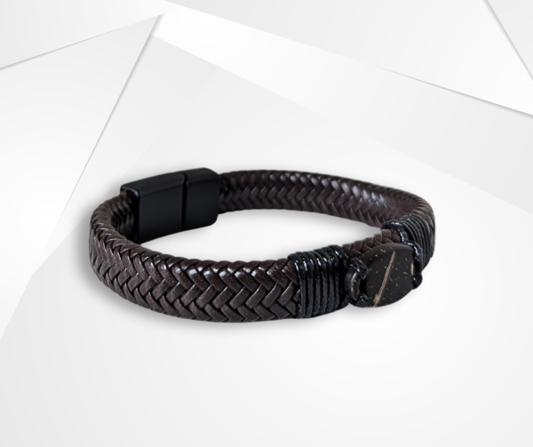 NFC Coconut Shell & Cowhide Leather Bracelet – Alloy Edition - Image 2