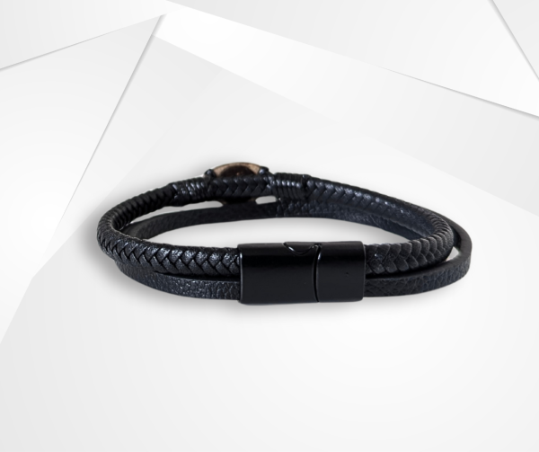 NFC Coconut Shell & PU Leather Bracelet – UV-Plated Edition - Image 2