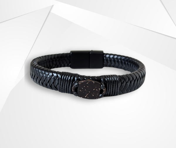 NFC Coconut Shell & Cowhide Leather Bracelet – Alloy Edition