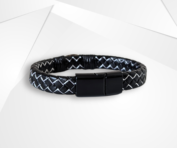 NFC Coconut Shell & Cowhide Leather Bracelet – Alloy Edition - Image 3