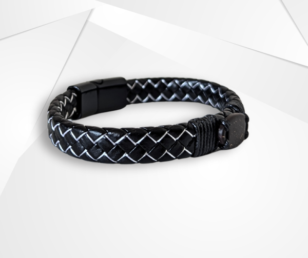 NFC Coconut Shell & Cowhide Leather Bracelet – Alloy Edition - Image 2